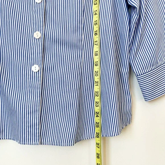 Foxcroft Wrinkle Free Fitted Button Up Shirt Blue White Stripe Womens 18 - Picture 7 of 9